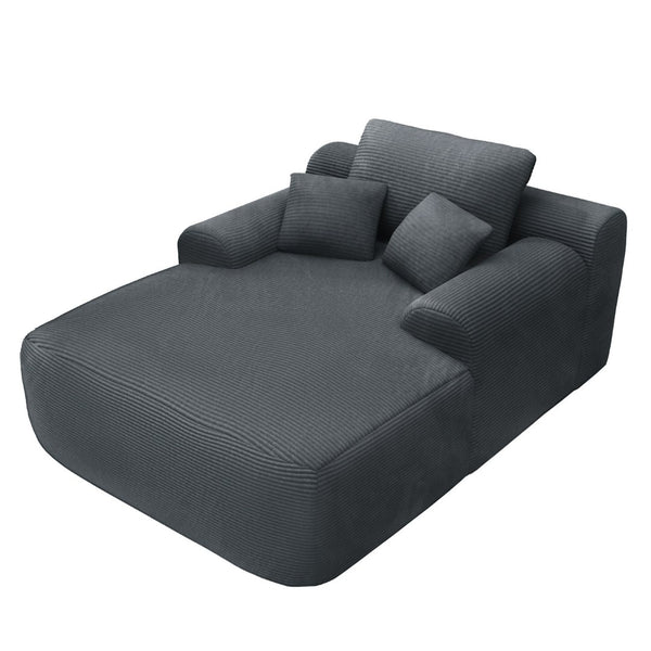 English Elm Convertible Corduroy Chaise Lounge Sleeper Chair with Pillows for Bedroom Living Room W3975P455215
