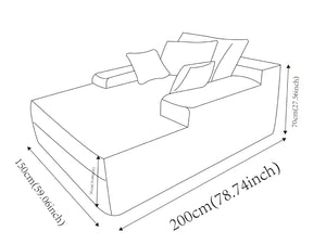 English Elm 59-Inch Plush Convertible Chaise Sleeper Armchair with Pillows for Living Room Use W3975P462039