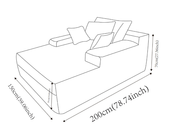 English Elm 59-Inch Plush Convertible Chaise Sleeper Armchair with Pillows for Living Room Use W3975P462039