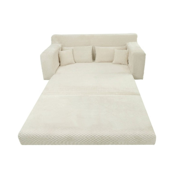 English Elm 78.7-Inch Foldable Corduroy Sleeper Sofa Lounge Chair with Plush Quilted Surface W3975P462040