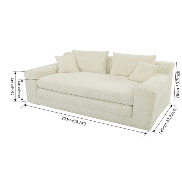 English Elm 78.7-Inch Foldable Corduroy Sleeper Sofa Lounge Chair with Plush Quilted Surface W3975P462040