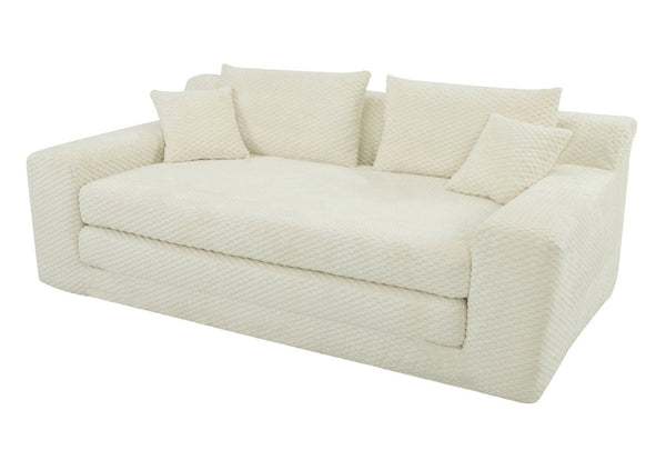 English Elm 78.7-Inch Foldable Corduroy Sleeper Sofa Lounge Chair with Plush Quilted Surface W3975P462040