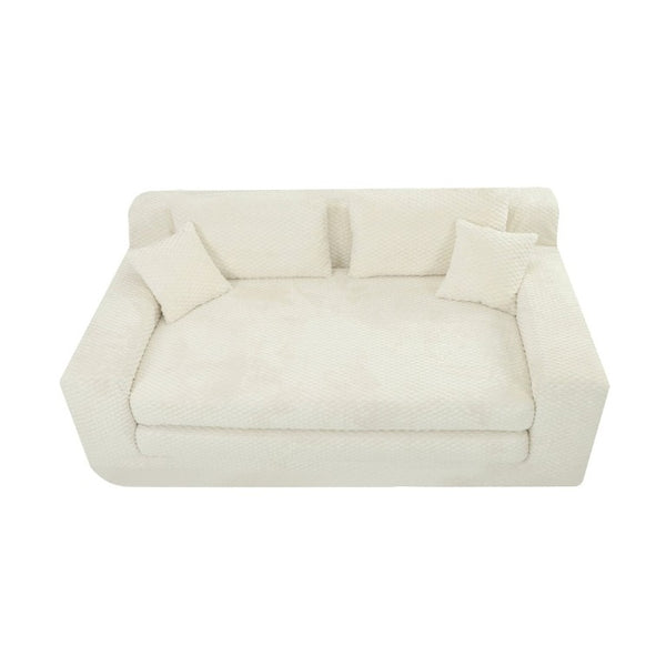 English Elm 78.7-Inch Foldable Corduroy Sleeper Sofa Lounge Chair with Plush Quilted Surface W3975P462040