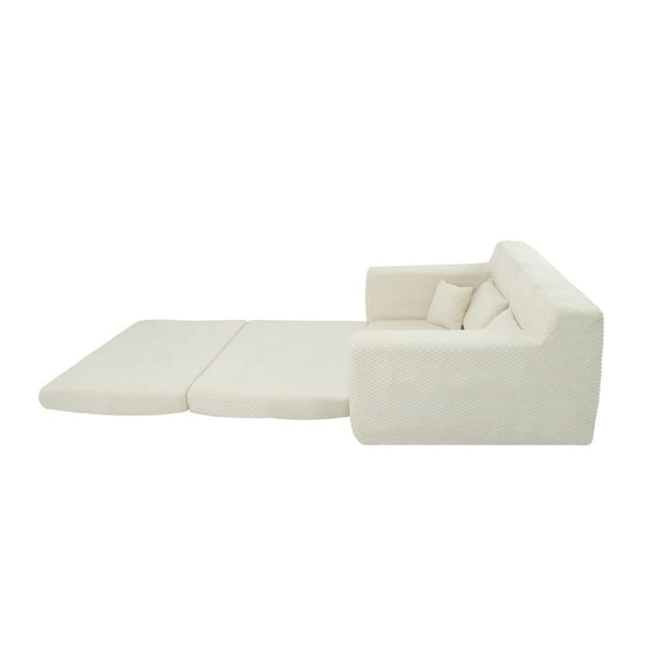 English Elm 78.7-Inch Foldable Corduroy Sleeper Sofa Lounge Chair with Plush Quilted Surface W3975P462040