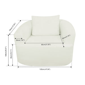 English Elm 47.2-Inch, Oversized Lamb Fleece Swivel Lounge Chair for Bedroom or Living Room W3975P462051