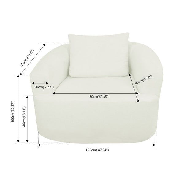 English Elm 47.2-Inch, Oversized Lamb Fleece Swivel Lounge Chair for Bedroom or Living Room W3975P462051
