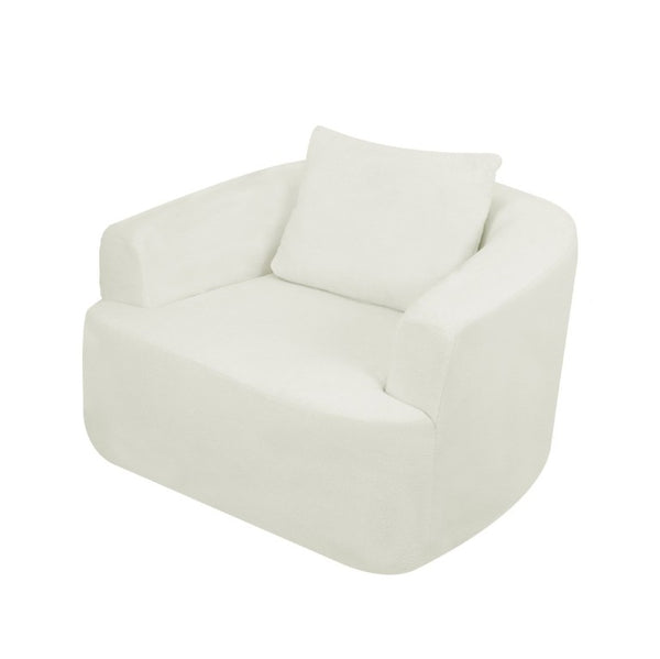 English Elm 47.2-Inch, Oversized Lamb Fleece Swivel Lounge Chair for Bedroom or Living Room W3975P462051