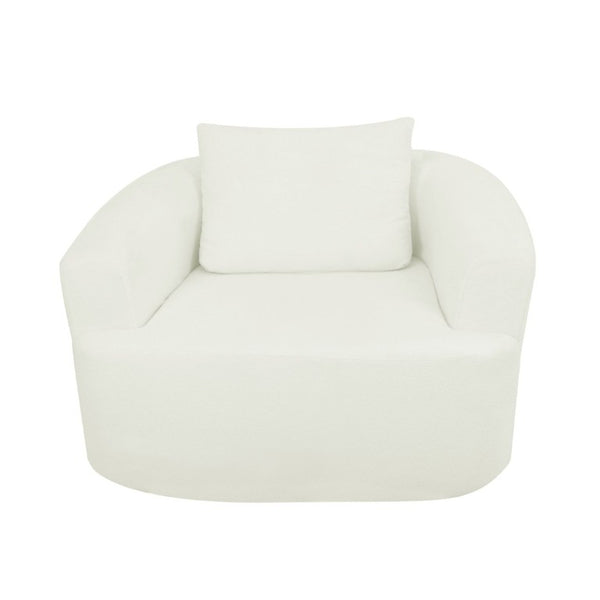 English Elm 47.2-Inch, Oversized Lamb Fleece Swivel Lounge Chair for Bedroom or Living Room W3975P462051