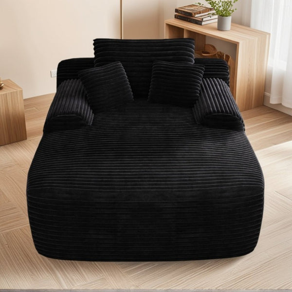 English Elm Convertible Plush Chaise Sleeper Armchair with Wide Armrest and Throw Pillows Included W3975P476125