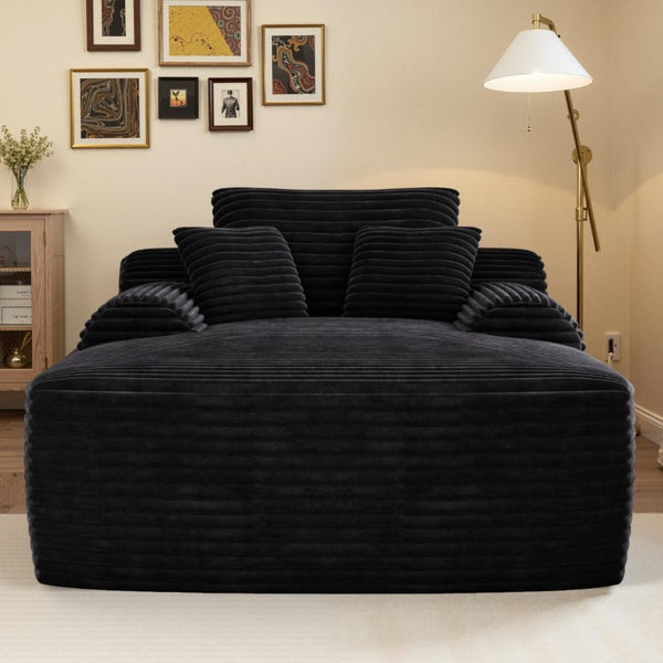 English Elm Convertible Plush Chaise Sleeper Armchair with Wide Armrest and Throw Pillows Included W3975P476125