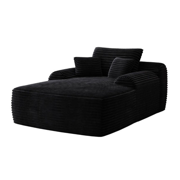 English Elm Convertible Plush Chaise Sleeper Armchair with Wide Armrest and Throw Pillows Included W3975P476125