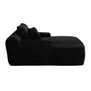 English Elm Convertible Plush Chaise Sleeper Armchair with Wide Armrest and Throw Pillows Included W3975P476125