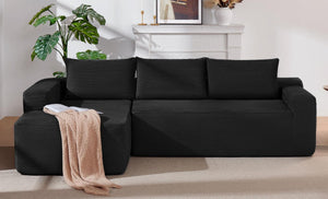 English Elm New-96.9 Cloud Sectional Corduroy Modular Sofa Deep Seat L-Shape Chaise Living Room Left W3975P476160