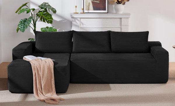 English Elm New-96.9 Cloud Sectional Corduroy Modular Sofa Deep Seat L-Shape Chaise Living Room Left W3975P476160