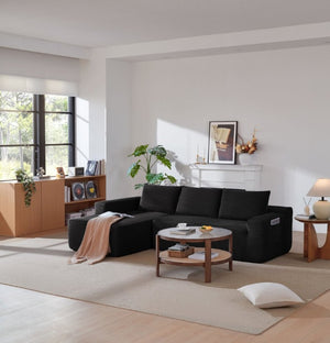 English Elm New-96.9 Cloud Sectional Corduroy Modular Sofa Deep Seat L-Shape Chaise Living Room Left W3975P476160