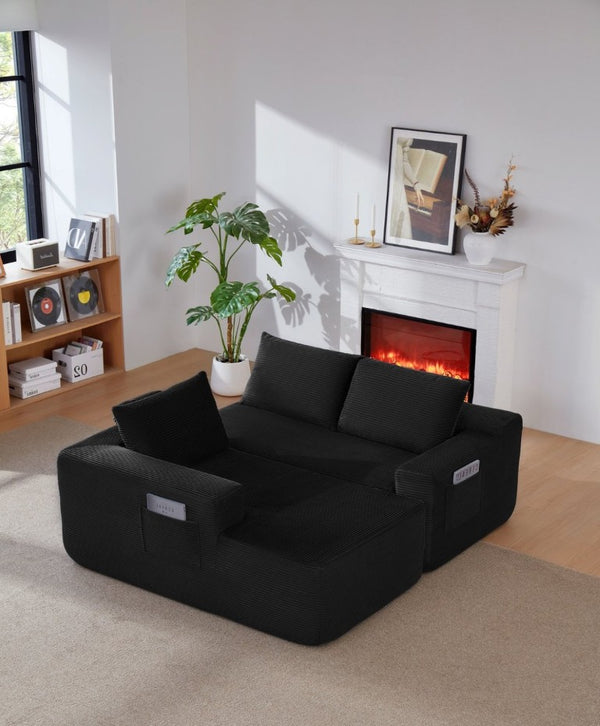 English Elm New-96.9 Cloud Sectional Corduroy Modular Sofa Deep Seat L-Shape Chaise Living Room Left W3975P476160
