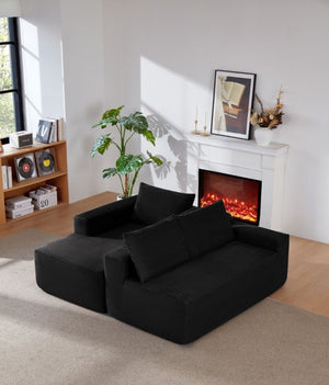 English Elm New-96.9 Cloud Sectional Corduroy Modular Sofa Deep Seat L-Shape Chaise Living Room Left W3975P476160