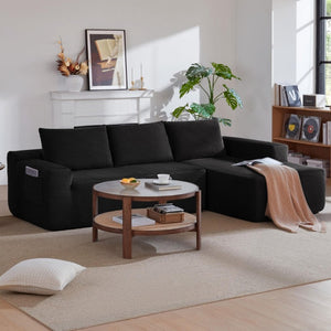 English Elm New-96.9 Cloud Sectional Corduroy Modular Sofa Deep Seat L-Shape Chaise Living Room Right W3975P476161