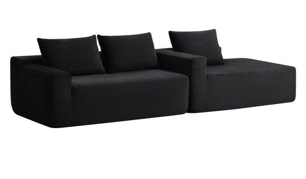 English Elm New-96.9 Cloud Sectional Corduroy Modular Sofa Deep Seat L-Shape Chaise Living Room Right W3975P476161