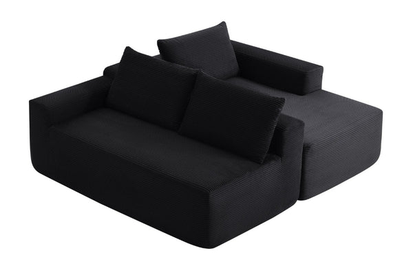 English Elm New-96.9 Cloud Sectional Corduroy Modular Sofa Deep Seat L-Shape Chaise Living Room Right W3975P476161