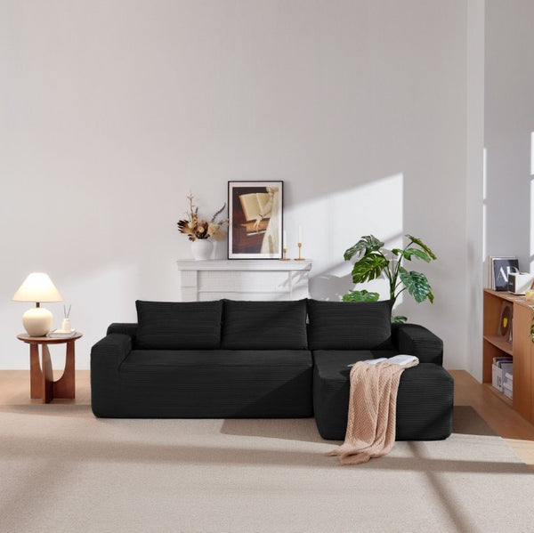 English Elm New-96.9 Cloud Sectional Corduroy Modular Sofa Deep Seat L-Shape Chaise Living Room Right W3975P476161