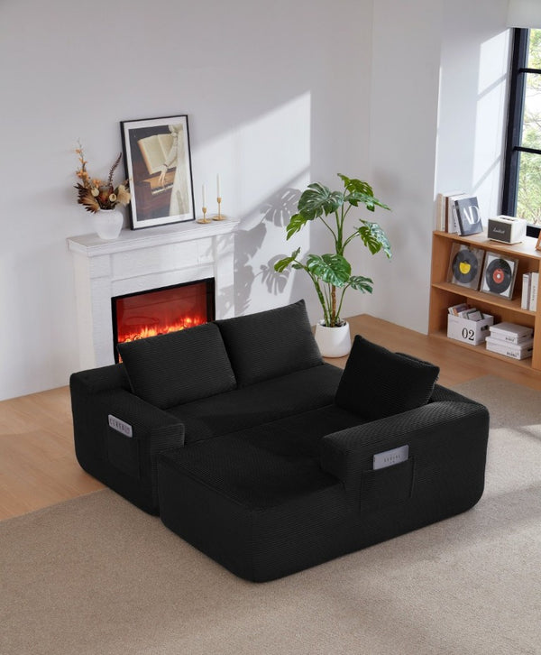 English Elm New-96.9 Cloud Sectional Corduroy Modular Sofa Deep Seat L-Shape Chaise Living Room Right W3975P476161