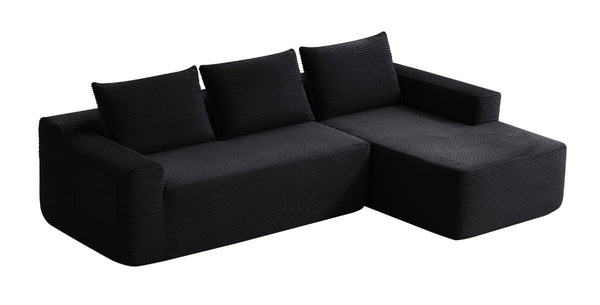 English Elm New-96.9 Cloud Sectional Corduroy Modular Sofa Deep Seat L-Shape Chaise Living Room Right W3975P476161