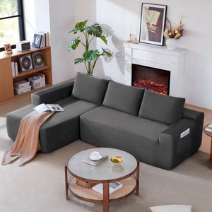 English Elm New Modular Cloud Sectional Deep Seat Corduroy Sofa U-Shaped Lounge for Living Room W3975P476162