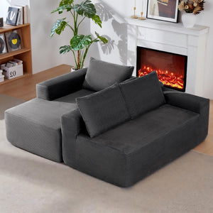 English Elm New Modular Cloud Sectional Deep Seat Corduroy Sofa U-Shaped Lounge for Living Room W3975P476162