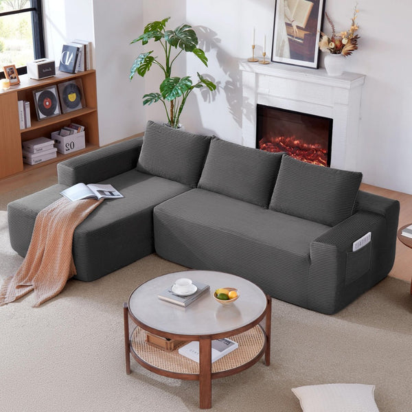 English Elm New Modular Cloud Sectional Deep Seat Corduroy Sofa U-Shaped Lounge for Living Room W3975P476162