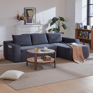 English Elm New Corduroy L-Shaped Sectional Sofa Deep Seat Modular Lounge for Living Room W3975P476163