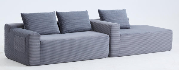 English Elm New Corduroy L-Shaped Sectional Sofa Deep Seat Modular Lounge for Living Room W3975P476163