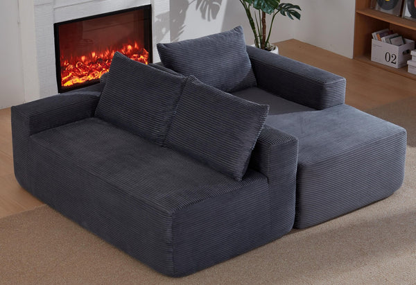 English Elm New Corduroy L-Shaped Sectional Sofa Deep Seat Modular Lounge for Living Room W3975P476163