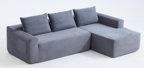 English Elm New Corduroy L-Shaped Sectional Sofa Deep Seat Modular Lounge for Living Room W3975P476163