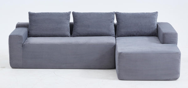 English Elm New Corduroy L-Shaped Sectional Sofa Deep Seat Modular Lounge for Living Room W3975P476163
