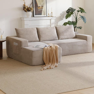 English Elm New Modular L-Shaped Sectional Sofa Deep Seat Corduroy Upholstered Living Room Couch W3975P476165