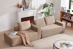 English Elm New Modular L-Shaped Sectional Sofa Deep Seat Corduroy Upholstered Living Room Couch W3975P476165