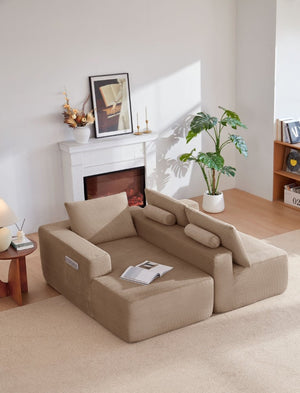 English Elm New Modular L-Shaped Sectional Sofa Deep Seat Corduroy Upholstered Living Room Couch W3975P476165