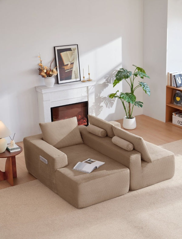 English Elm New Modular L-Shaped Sectional Sofa Deep Seat Corduroy Upholstered Living Room Couch W3975P476165
