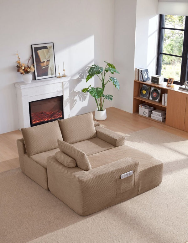 English Elm New Modular L-Shaped Sectional Sofa Deep Seat Corduroy Upholstered Living Room Couch W3975P476165