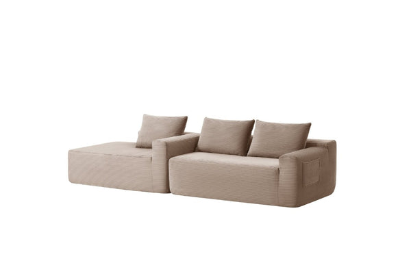 English Elm New Modular L-Shaped Sectional Sofa Deep Seat Corduroy Upholstered Living Room Couch W3975P476165