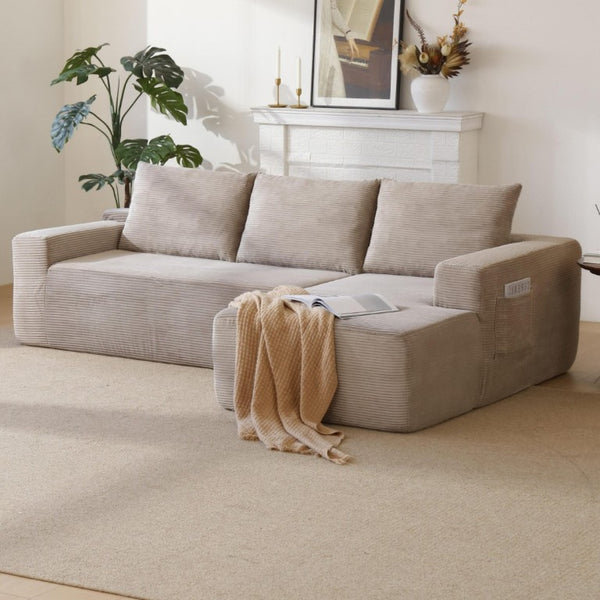 English Elm New96.9 Cloud Sectional Sofa Corduroy Deep Seat Modular L Shape Lounge for Living Room W3975P476166