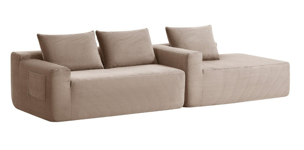 English Elm New96.9 Cloud Sectional Sofa Corduroy Deep Seat Modular L Shape Lounge for Living Room W3975P476166