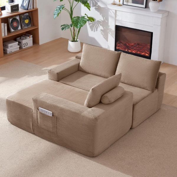 English Elm New96.9 Cloud Sectional Sofa Corduroy Deep Seat Modular L Shape Lounge for Living Room W3975P476166