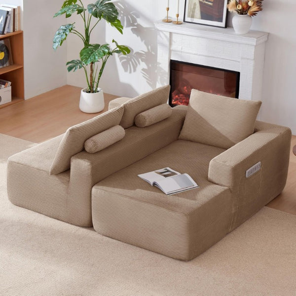 English Elm New96.9 Cloud Sectional Sofa Corduroy Deep Seat Modular L Shape Lounge for Living Room W3975P476166