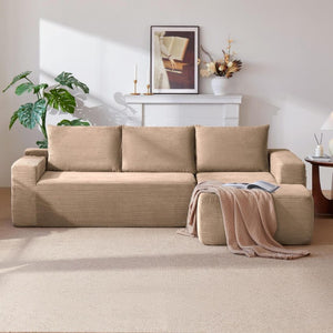 English Elm New96.9 Cloud Sectional Sofa Corduroy Deep Seat Modular L Shape Lounge for Living Room W3975P476166
