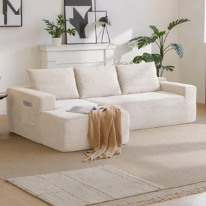 English Elm New Modular L-Shaped Sectional Sofa Deep Corduroy Cushions for Modern Living Spaces White Left W3975P476167