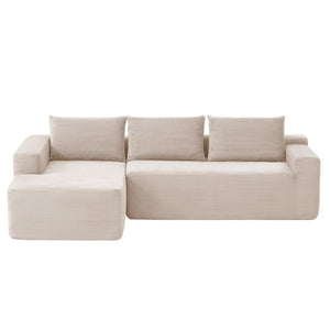 English Elm New Modular L-Shaped Sectional Sofa Deep Corduroy Cushions for Modern Living Spaces White Left W3975P476167