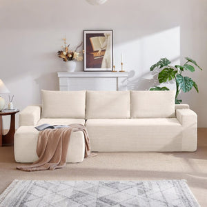 English Elm New Modular L-Shaped Sectional Sofa Deep Corduroy Cushions for Modern Living Spaces White Left W3975P476167