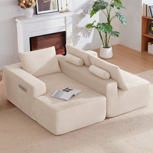 English Elm New Modular L-Shaped Sectional Sofa Deep Corduroy Cushions for Modern Living Spaces White Left W3975P476167